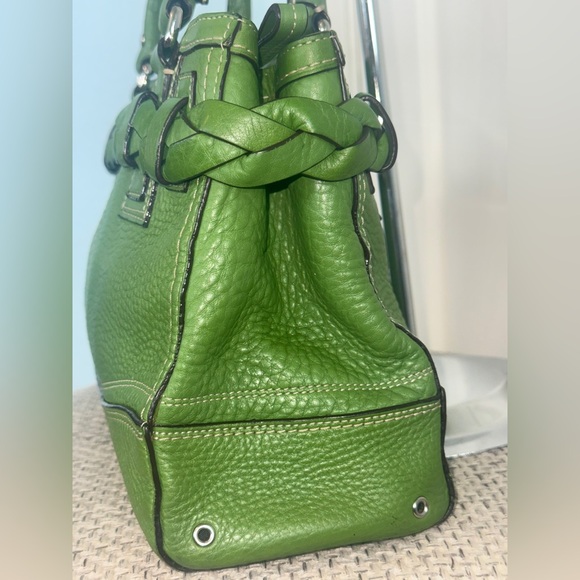 COACH HAMPTON PEBBLED LEATHER BRAIDED SATCHEL LIME GREEN #F13084 - Picture 6 of 12